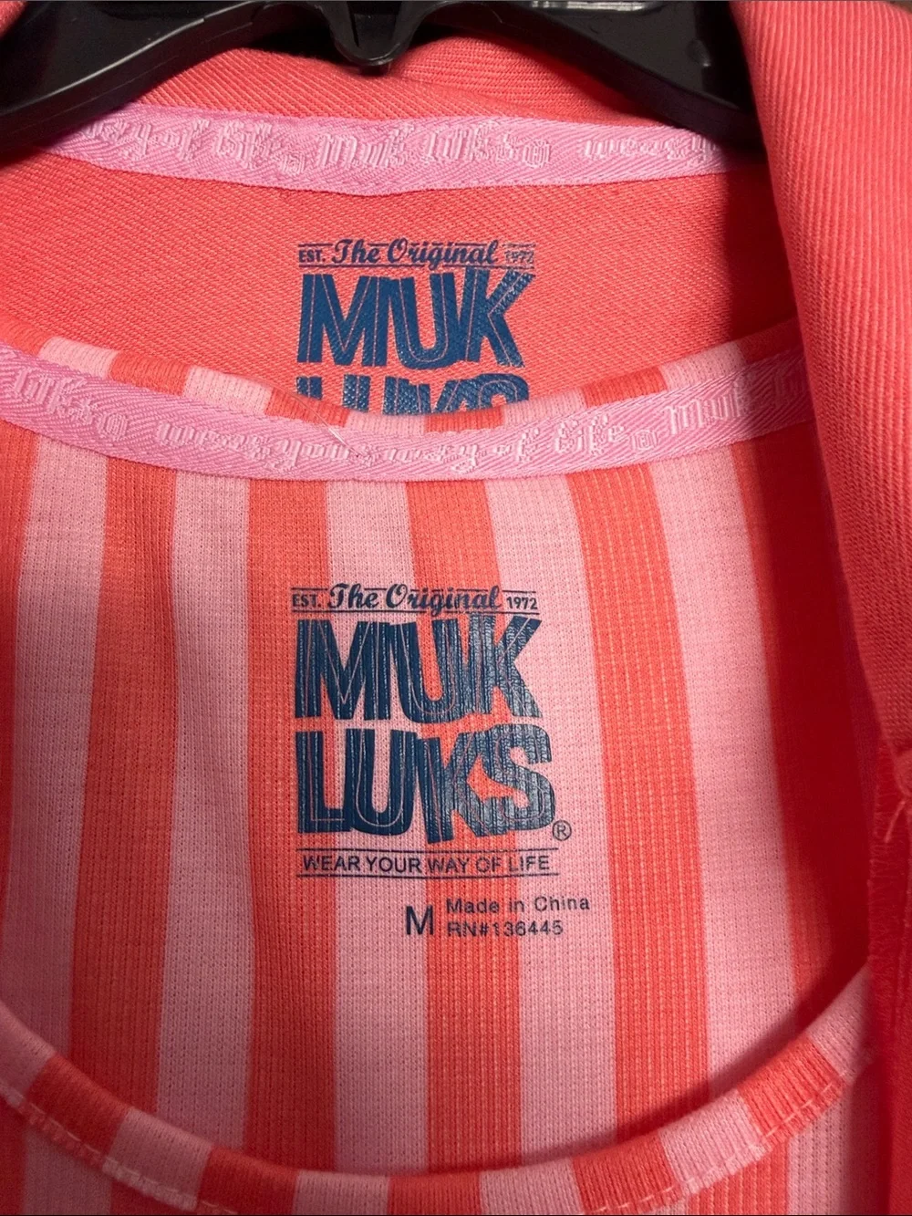 Muk Luks Coral and Pale Pink Striped Dress with Matching Coral Cardigan